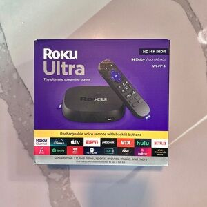 Roku Ultra Streaming Device with Black and Purple Remote